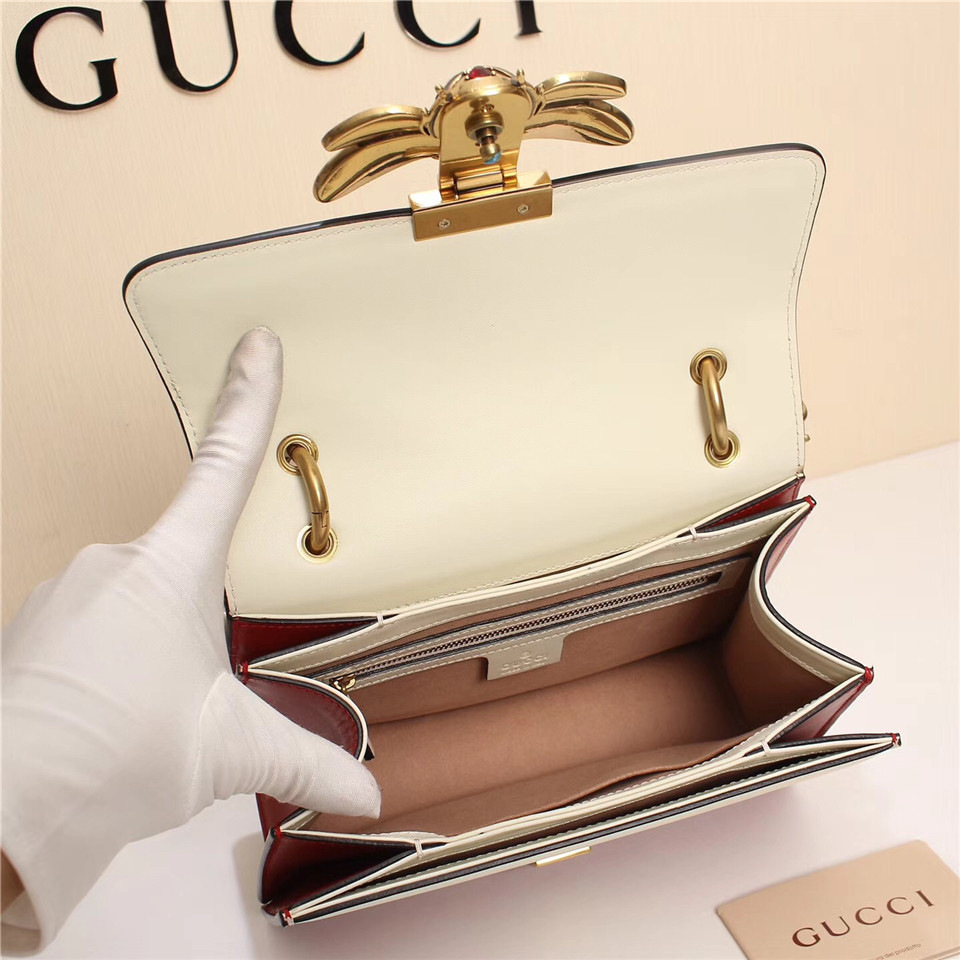 Gvc*1 Queen Margaret Calfskin Handle Bag In White Black 476541