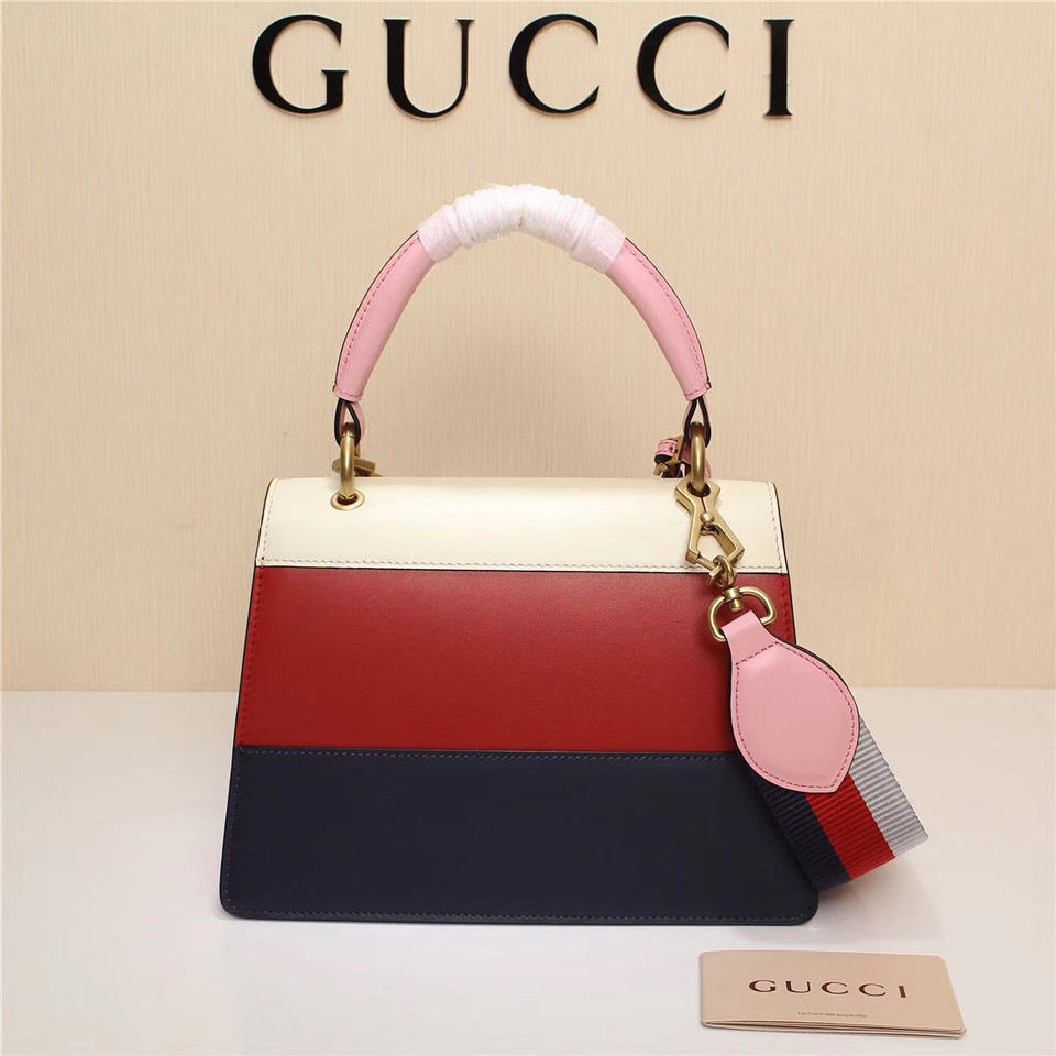 Gvc*1 Queen Margaret Calfskin Handle Bag In Red Blue 476541