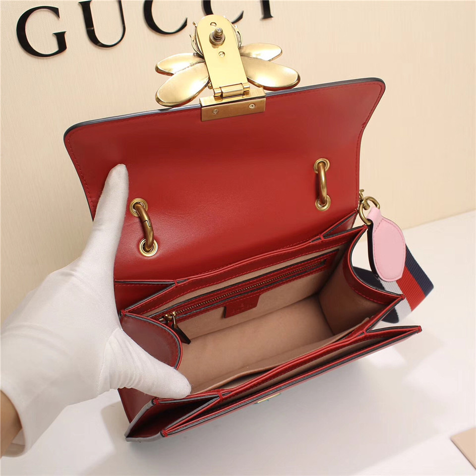 Gvc*1 Queen Margaret Calfskin Handle Bag In Red Blue 476541