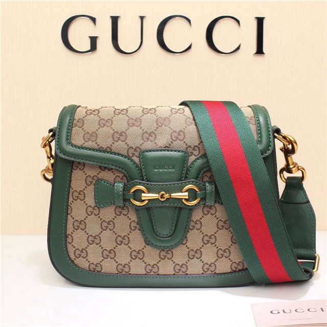 Gvc*1 Original Canvas Calfskin Large Shoulder Bag Green