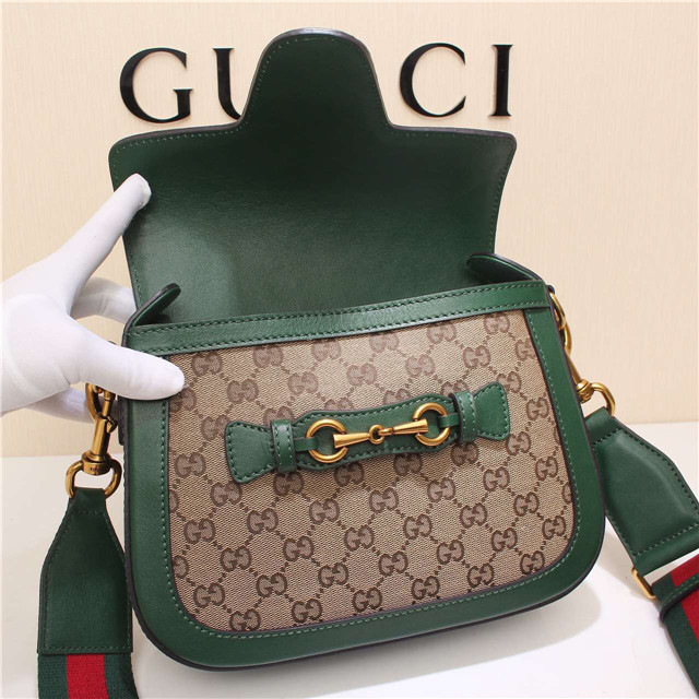 Gvc*1 Original Canvas Calfskin Large Shoulder Bag Green