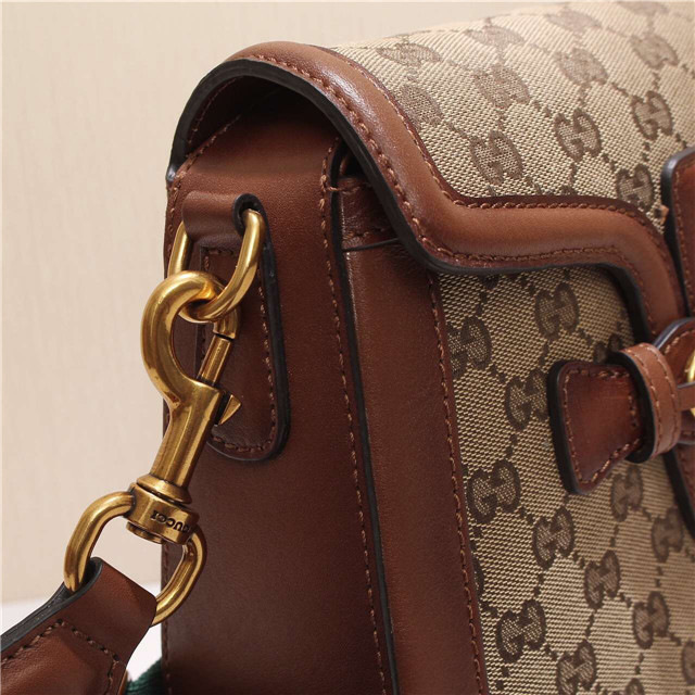 Gvc*1 Original Canvas Calfskin Large Shoulder Bag Khaki