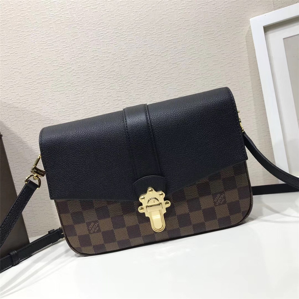 L0vis Vvtt0n Damier Ebene Cuir Taurillon Bag Black