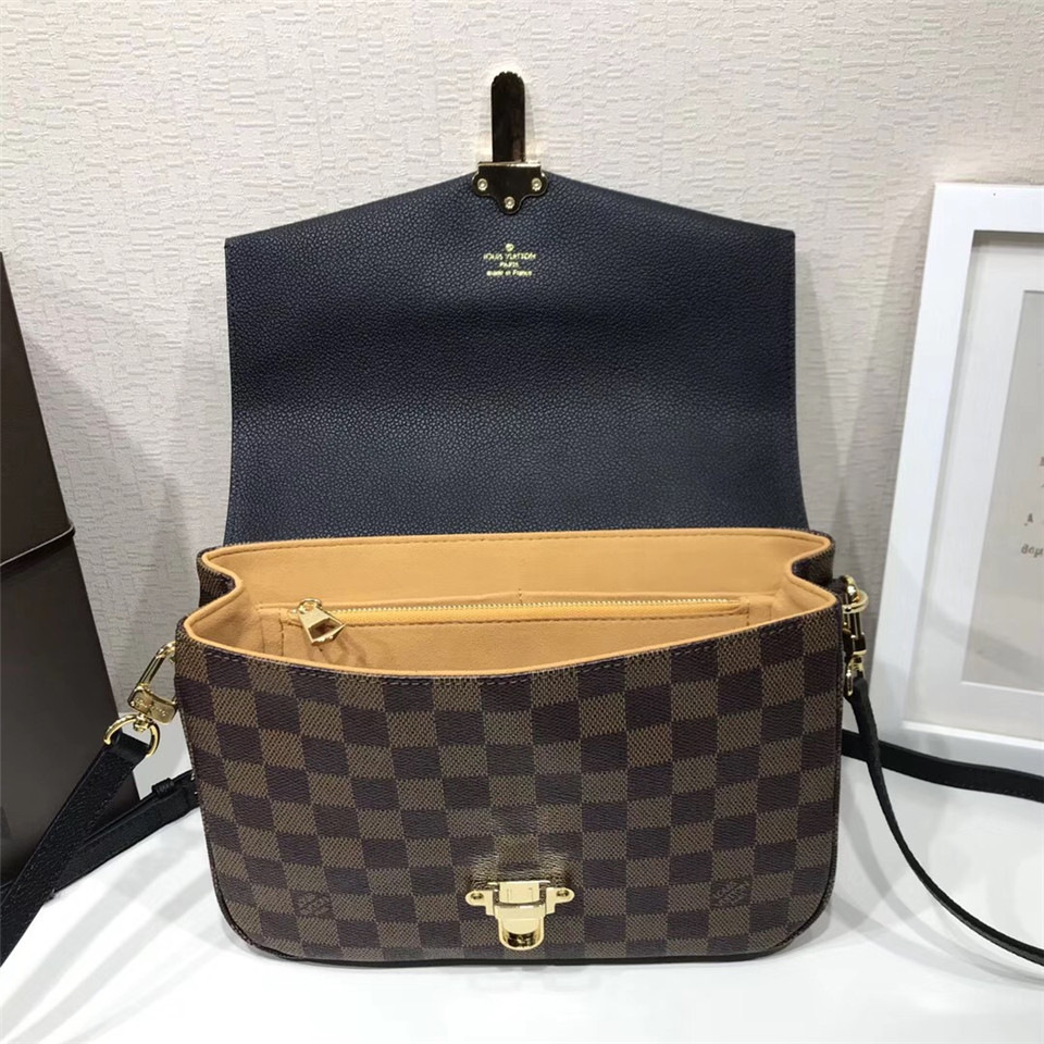 L0vis Vvtt0n Damier Ebene Cuir Taurillon Bag Black