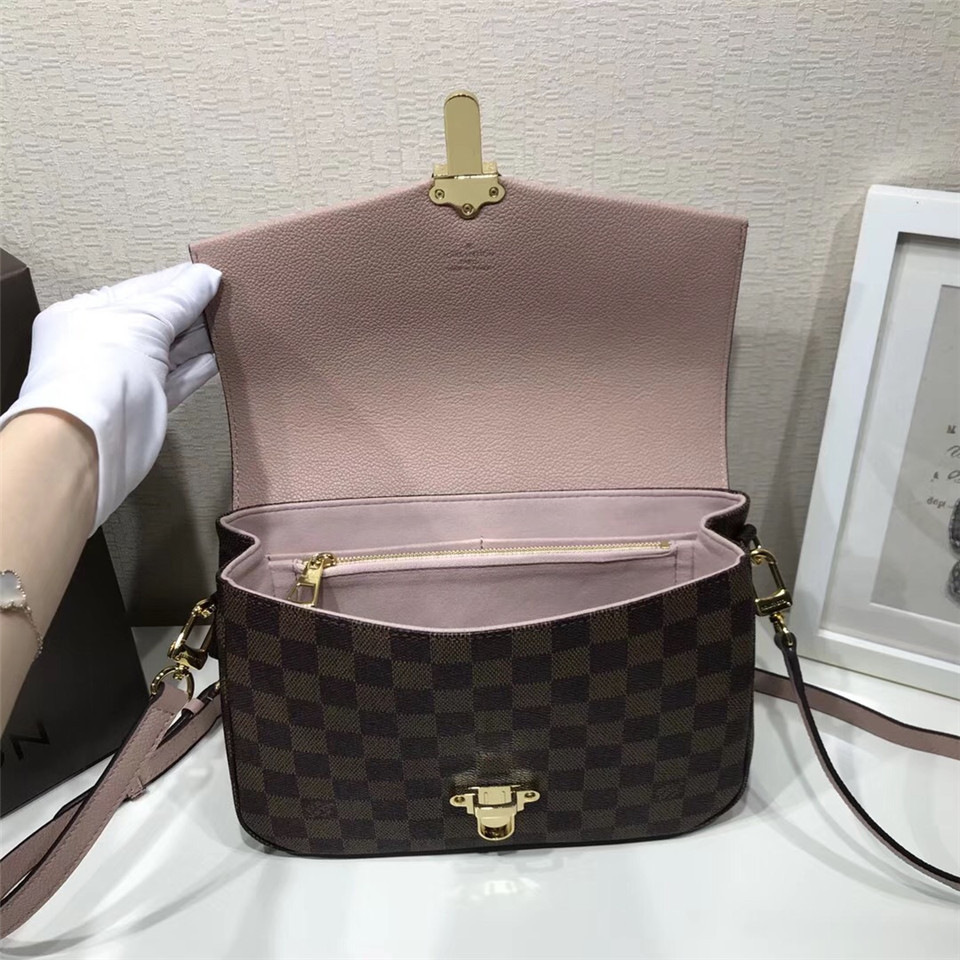 L0vis Vvtt0n Damier Ebene Cuir Taurillon Bag Pink
