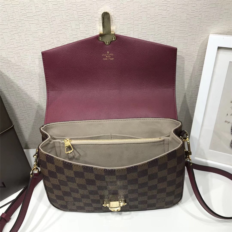 L0vis Vvtt0n Damier Ebene Cuir Taurillon Bag Wine Red