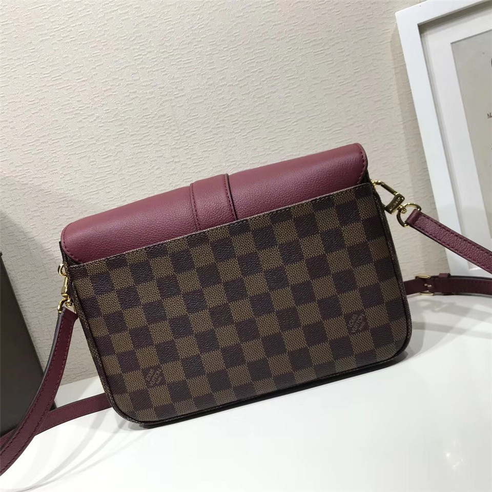 L0vis Vvtt0n Damier Ebene Cuir Taurillon Bag Wine Red