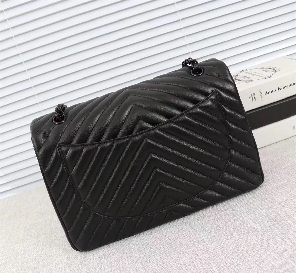 Ch**el original lambskin double flap bag black 30cm