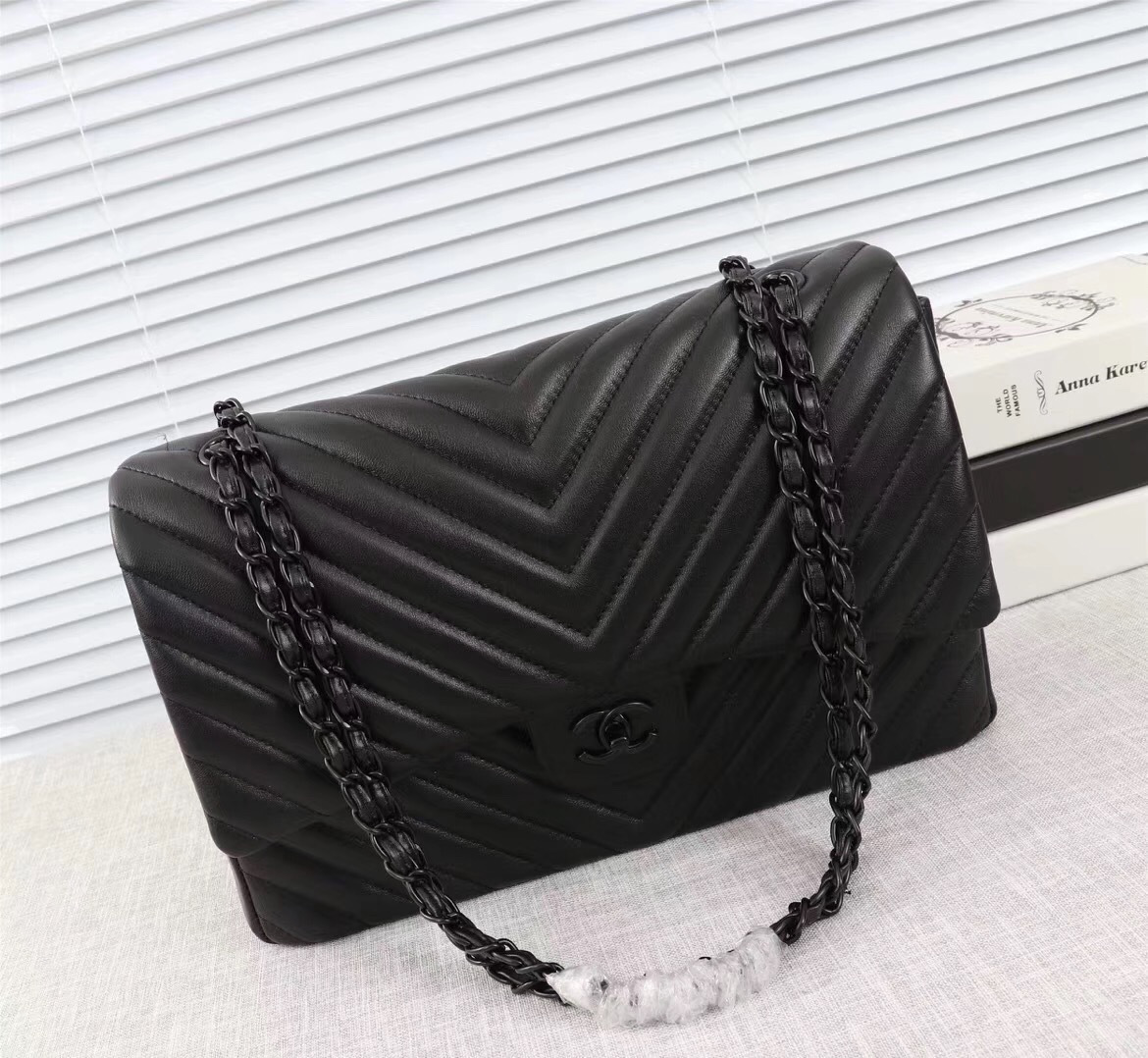 Ch**el original lambskin double flap bag black 30cm