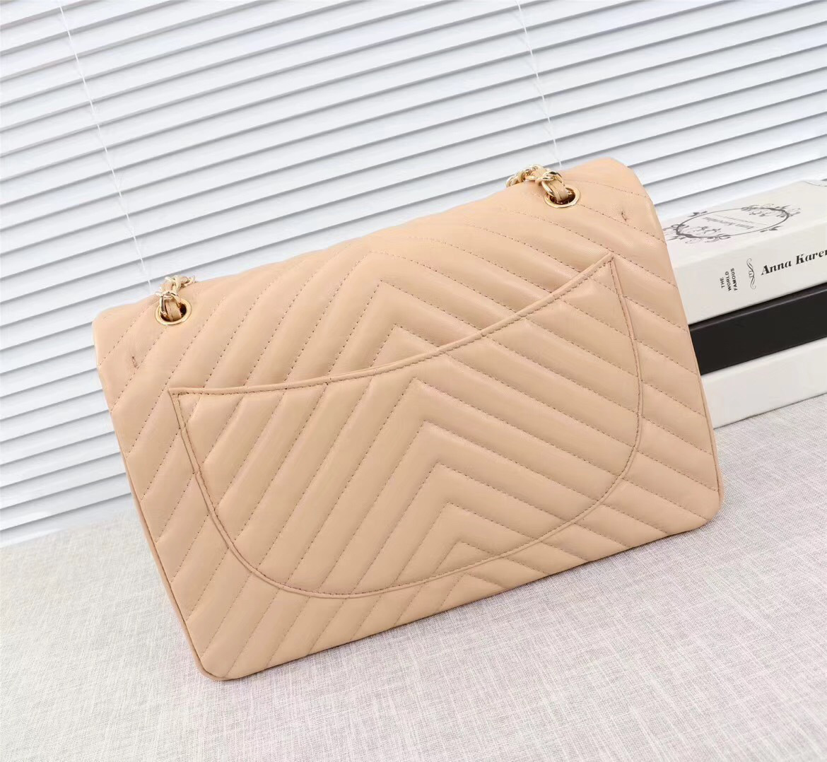 Ch**el original lambskin double flap bag Pink 33cm with Gold hardware