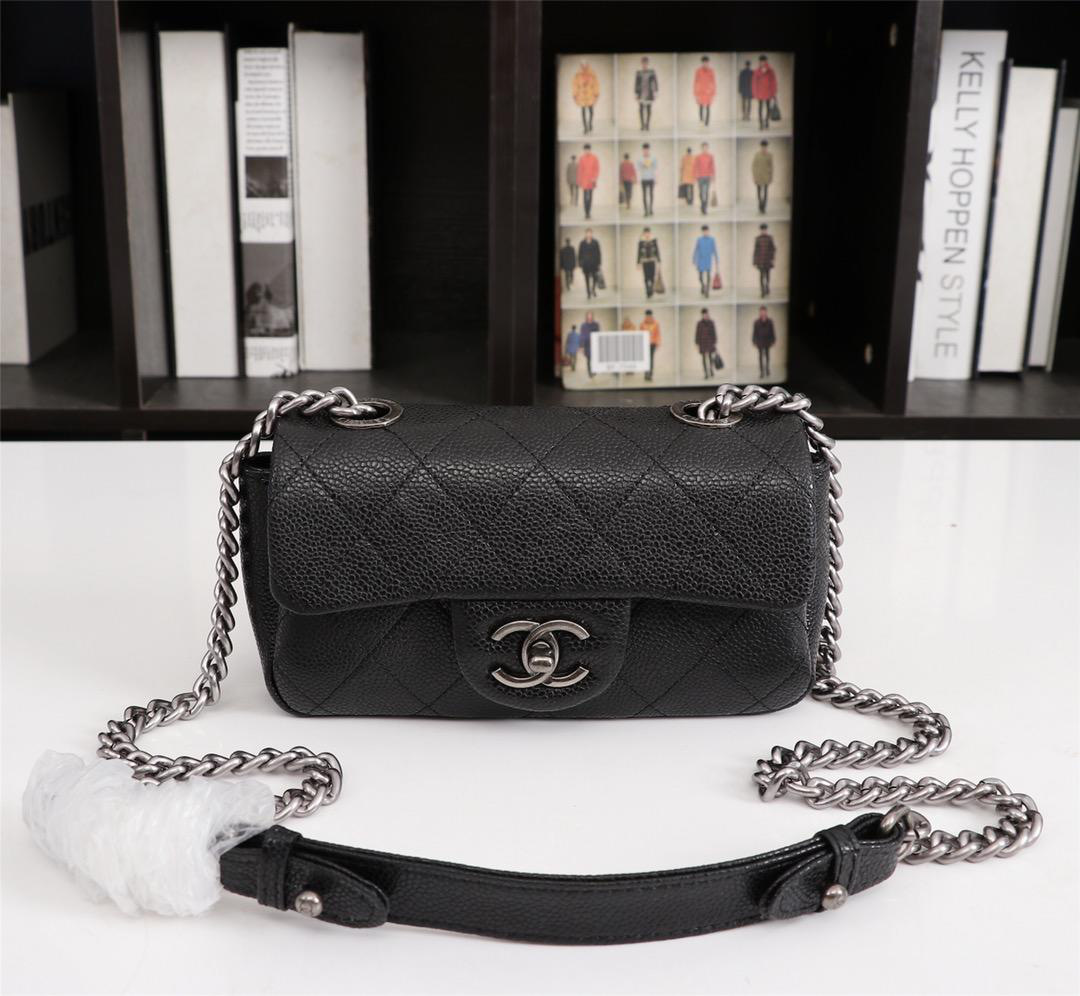 Ch**el Caviar Leather Handbag Black