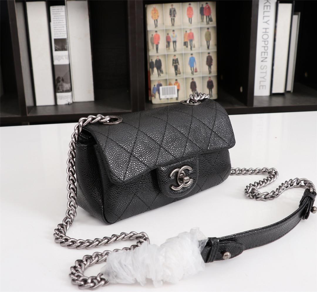 Ch**el Caviar Leather Handbag Black