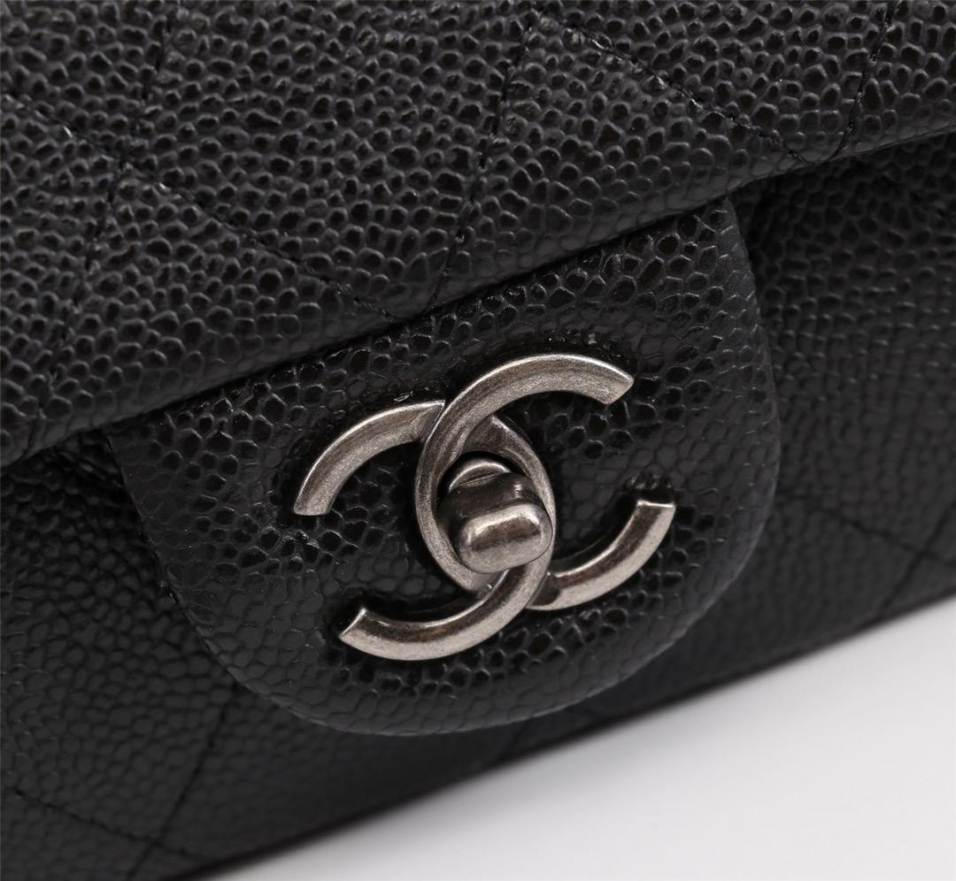 Ch**el Caviar Leather Handbag Black