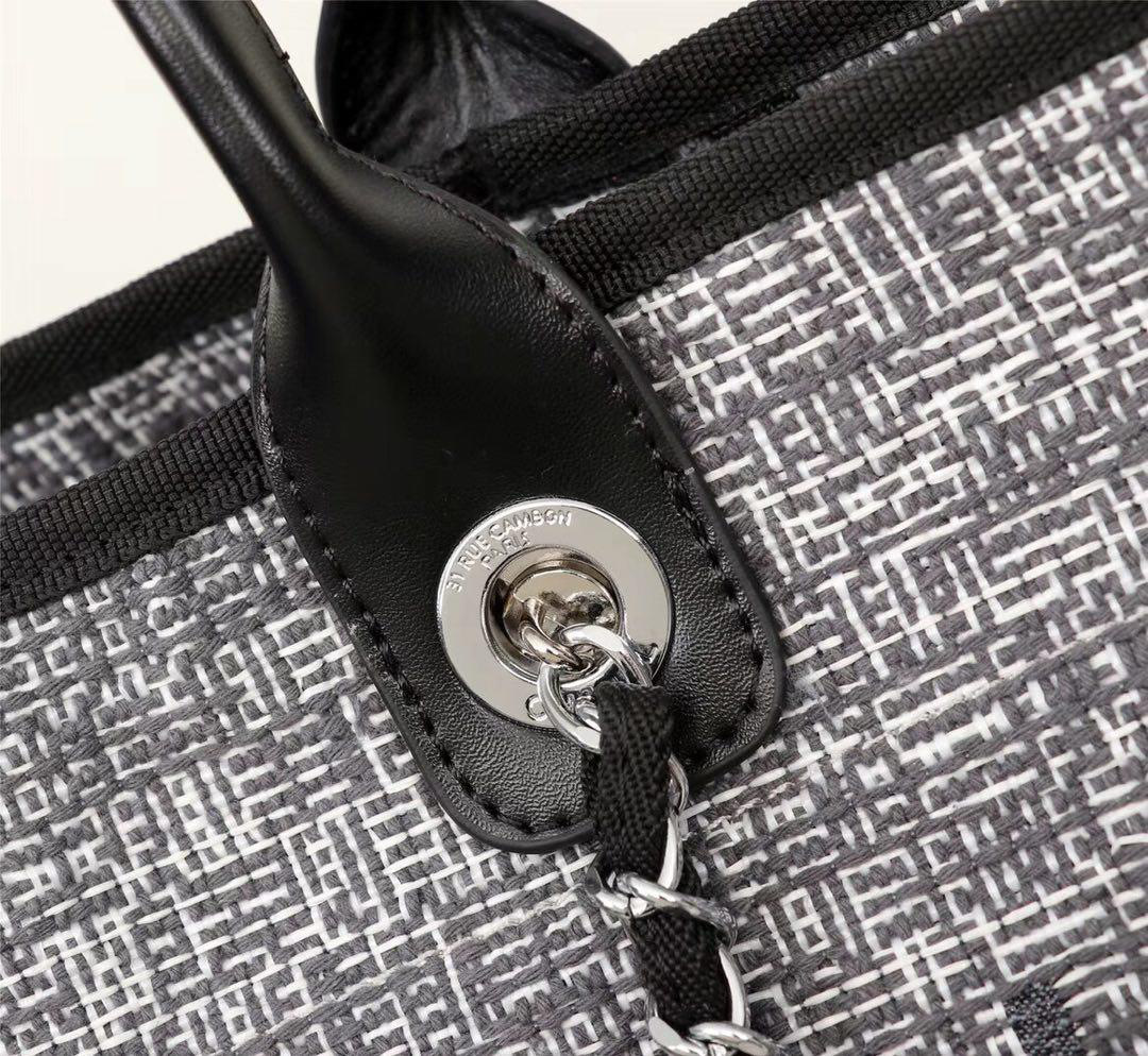 Ch**el Large canvas beach bag with Black