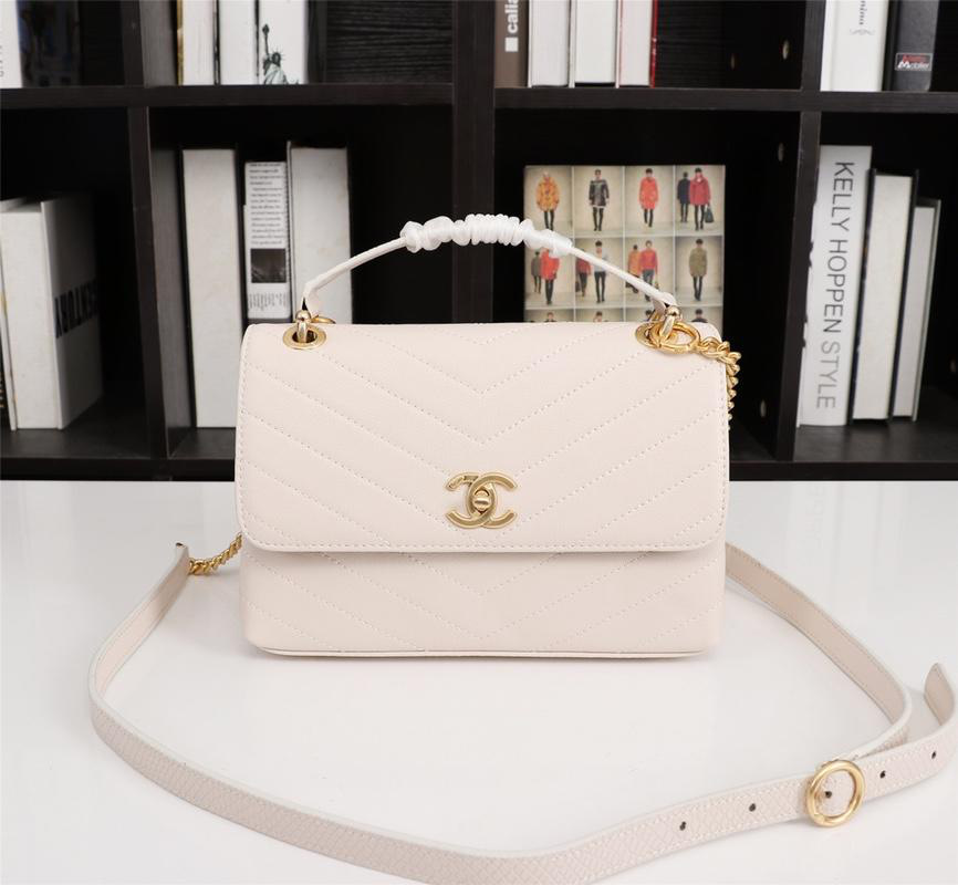 Ch**el Calfskin Corssbody Handbag white