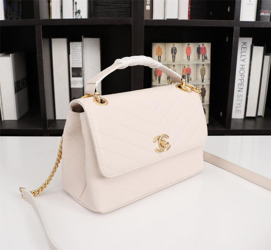 Ch**el Calfskin Corssbody Handbag white