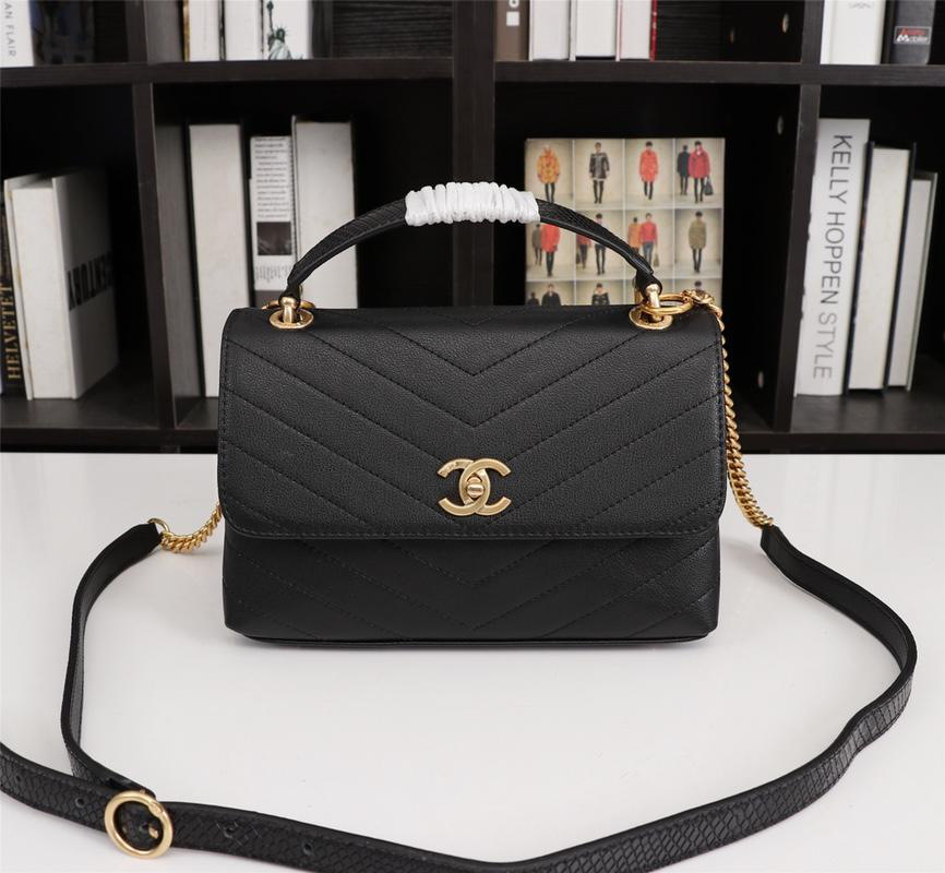Ch**el Calfskin Corssbody Handbag Black