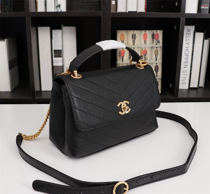 Ch**el Calfskin Corssbody Handbag Black