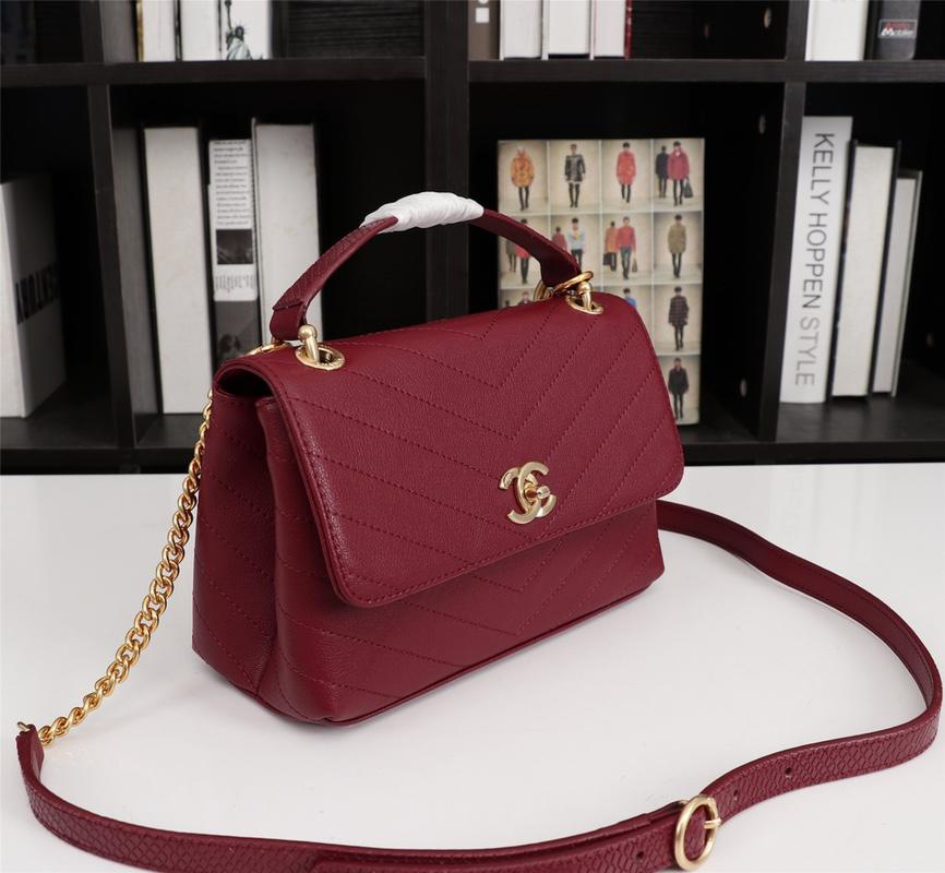 Ch**el Calfskin Corssbody Handbag Red
