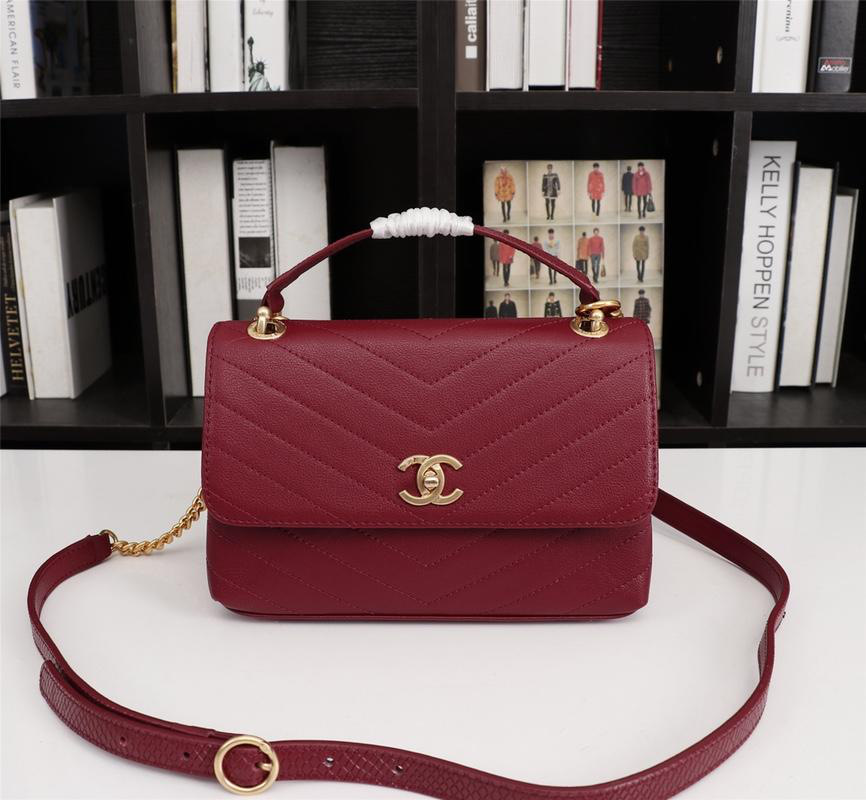 Ch**el Calfskin Corssbody Handbag Red