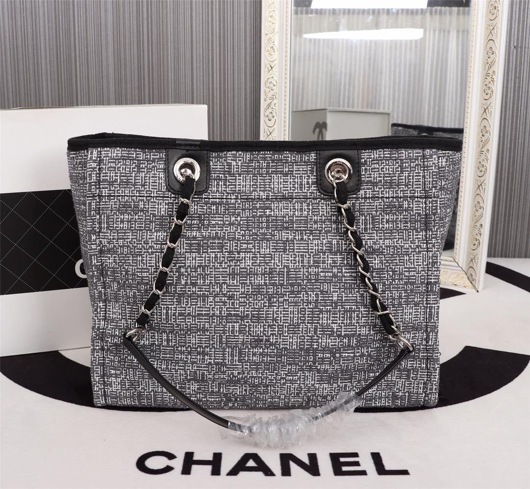 Ch**el original canvas large shopping bag gray 32cm