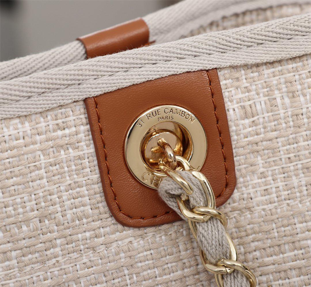 Ch**el original canvas large shopping bag beige 32cm