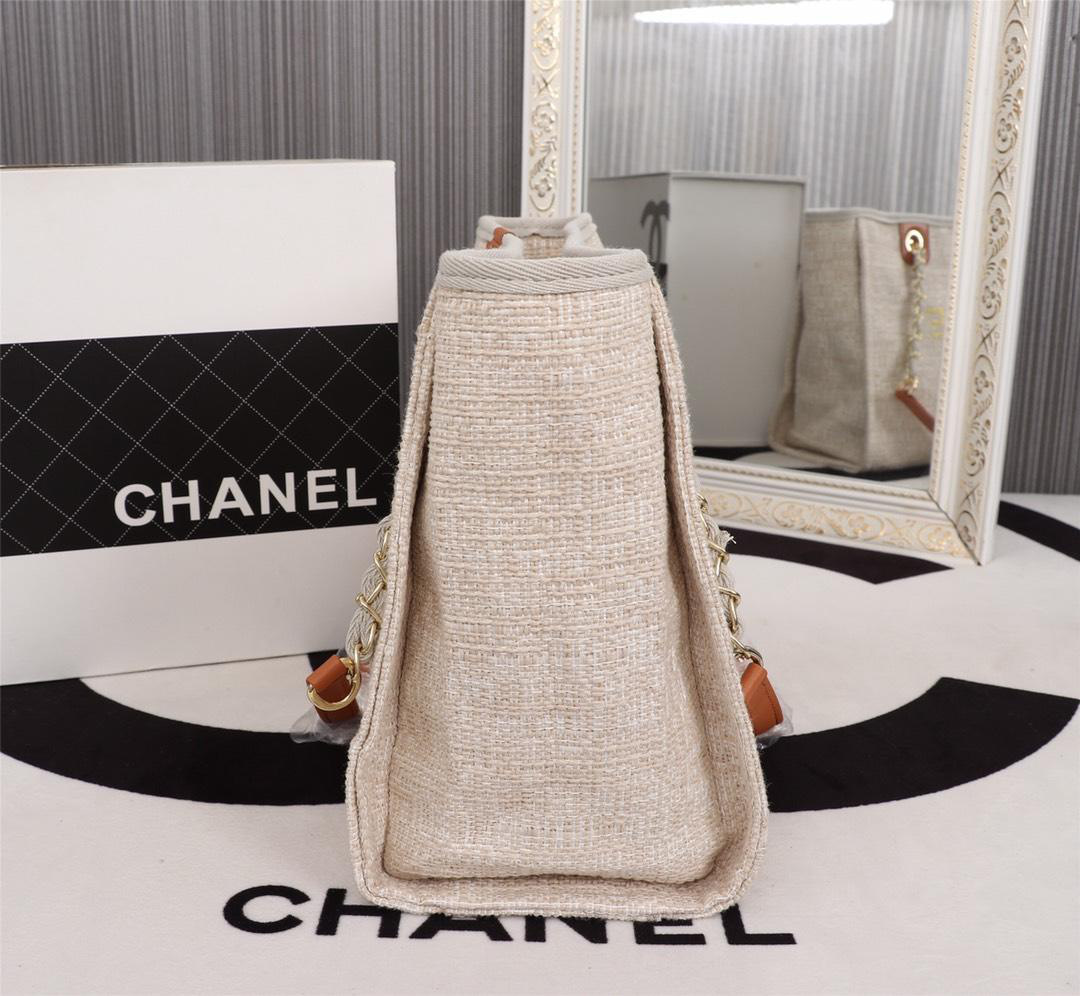 Ch**el original canvas large shopping bag beige 32cm