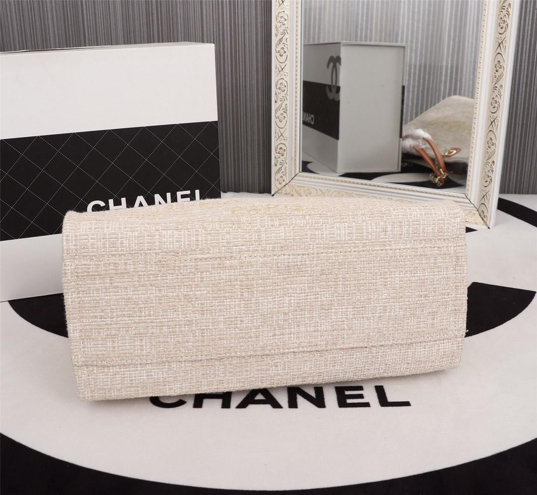 Ch**el original canvas large shopping bag beige 32cm