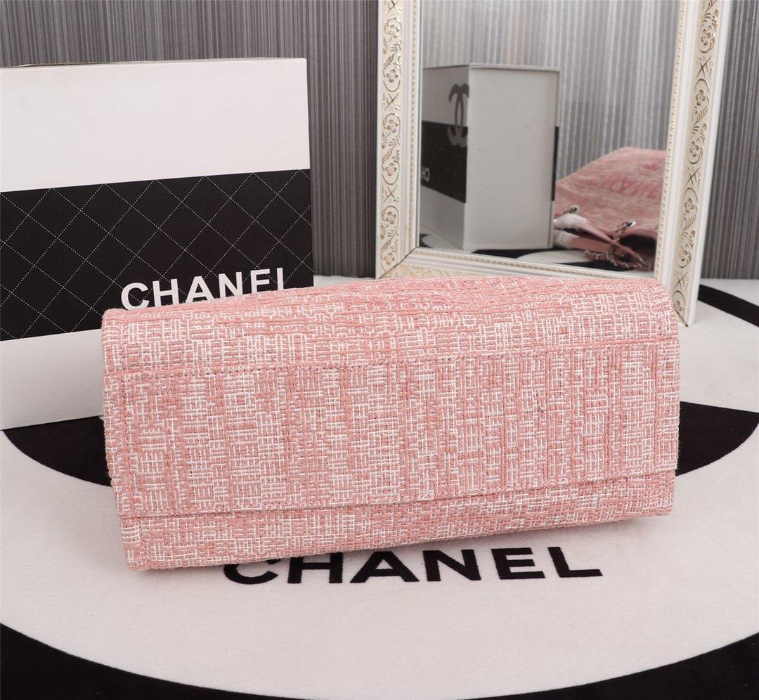 Ch**el original canvas large shopping bag Pink 32cm