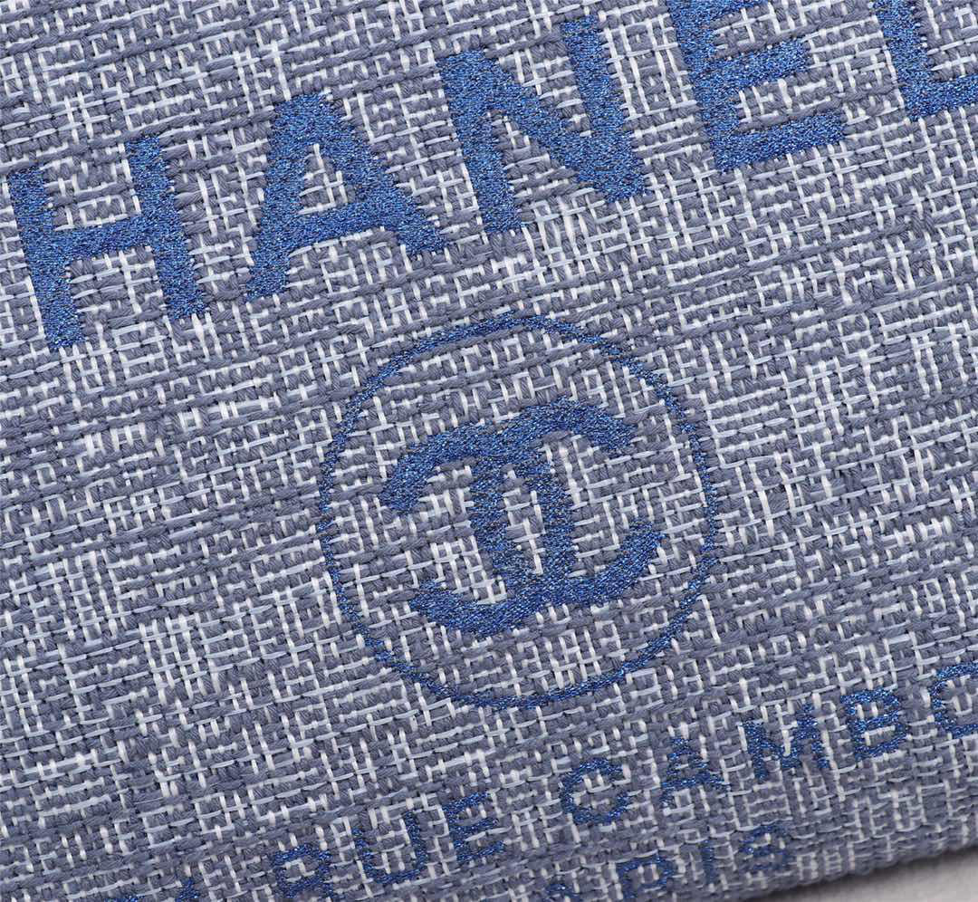 Ch**el original canvas large shopping bag Blue 32cm