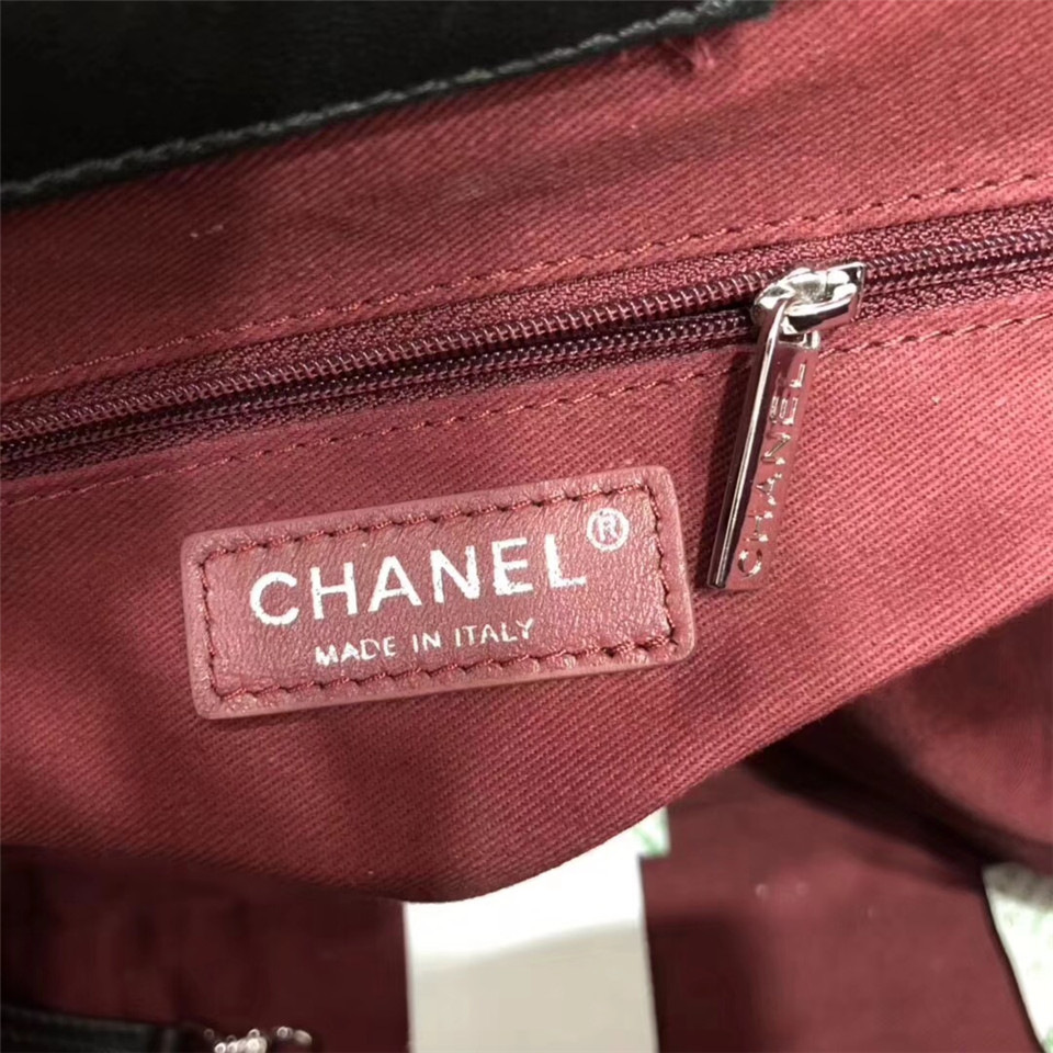 Ch**el Calfskin Leather shopping bag balck