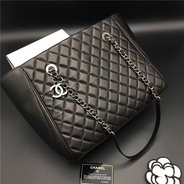 Ch**el Lambskin Leather tote bag Black