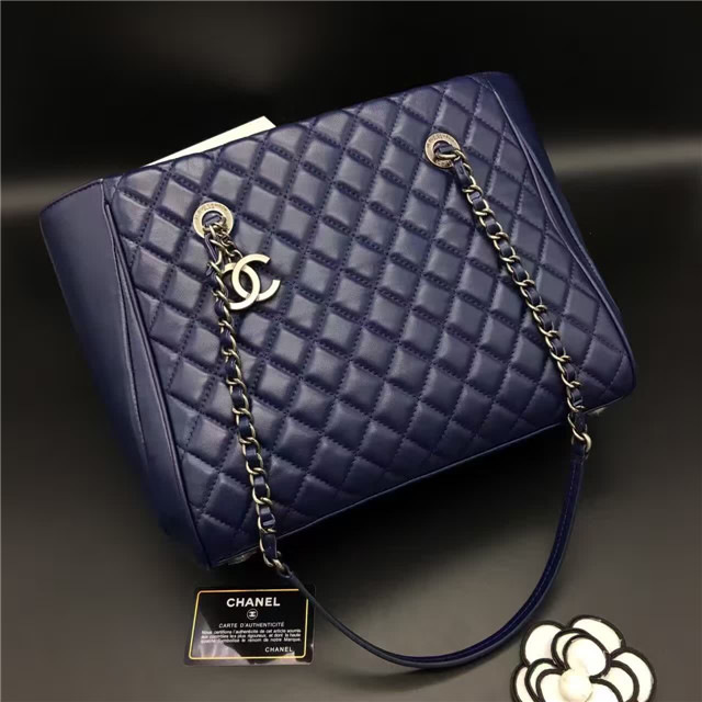 Ch**el Lambskin Leather tote bag Blue