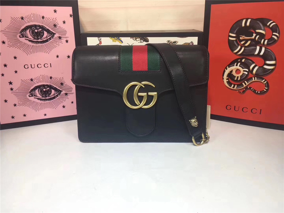 Gvc*1 GG Marmont Leather Shoulder Bag 476468 black