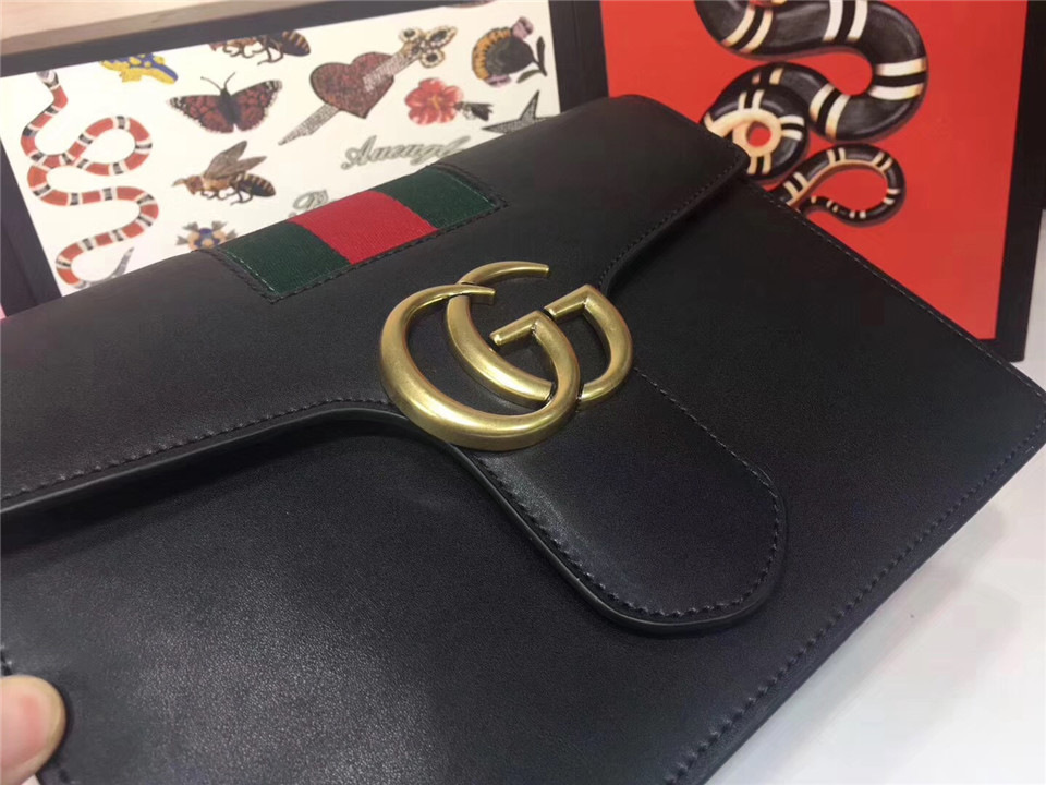 Gvc*1 GG Marmont Leather Shoulder Bag 476468 black