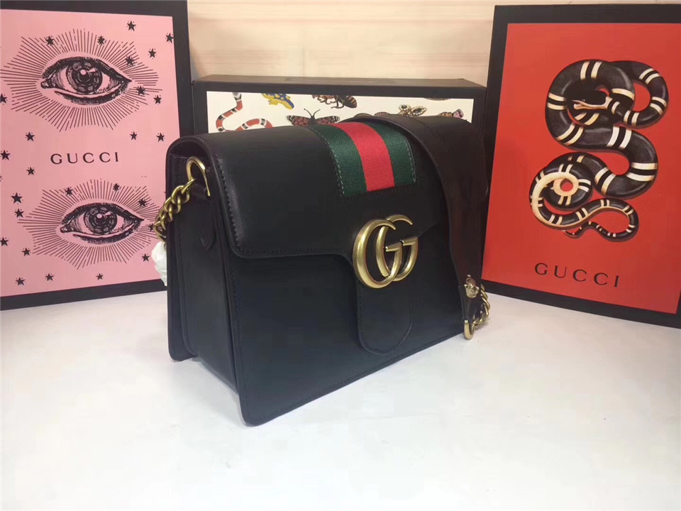 Gvc*1 GG Marmont Leather Shoulder Bag 476468 black
