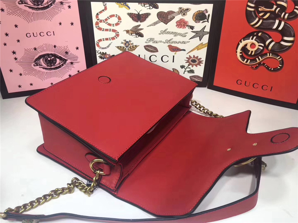Gvc*1 GG Marmont Leather Shoulder Bag 476468 Red