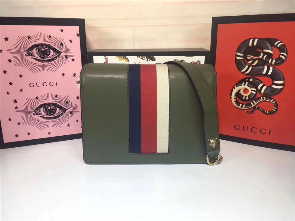 Gvc*1 GG Marmont Leather Shoulder Bag 476468 Green