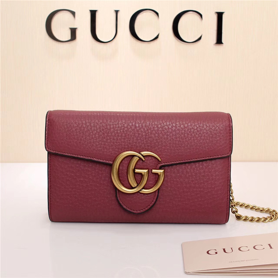 Gvc*1 Marmont leather mini chain bag 401232 Wine Red