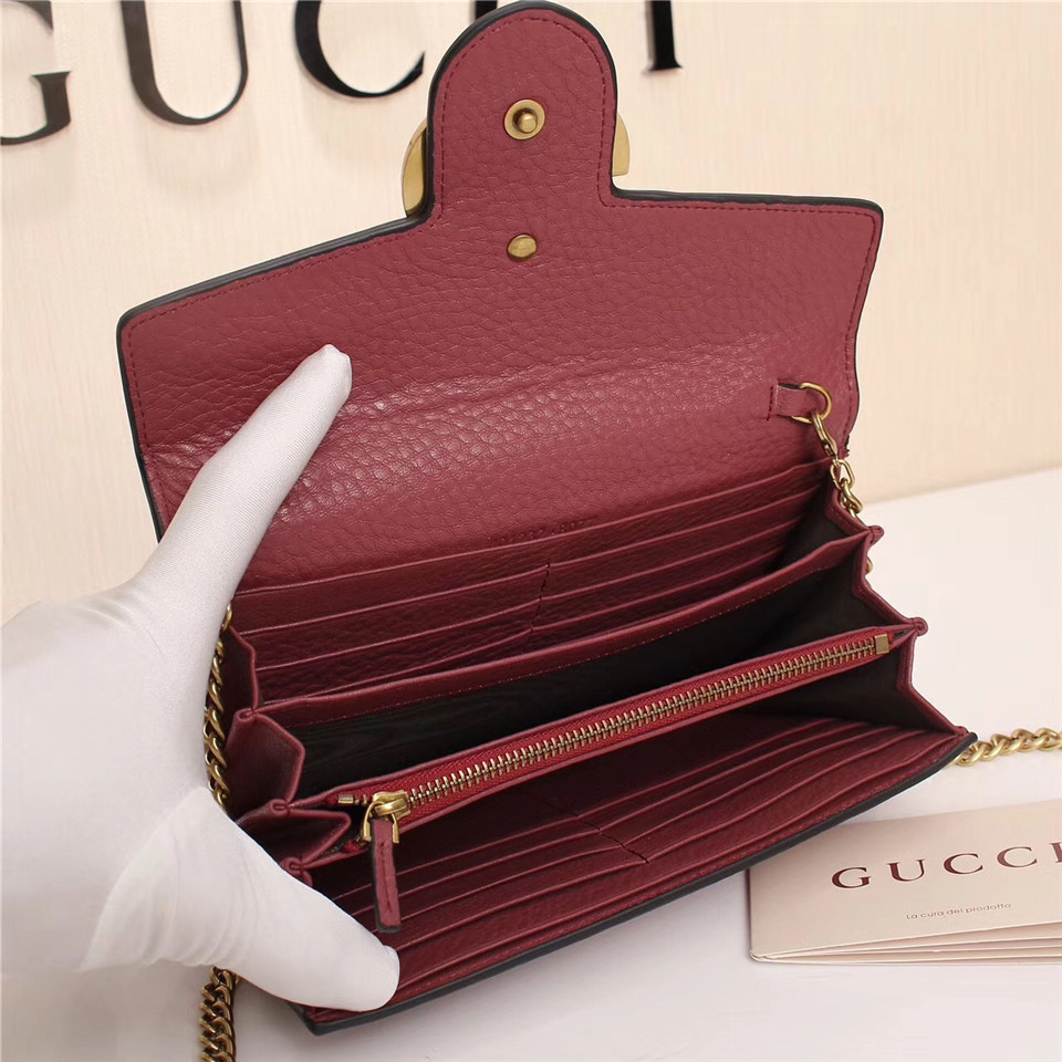 Gvc*1 Marmont leather mini chain bag 401232 Wine Red