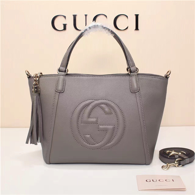 Gvc*1 369176 Soho Tote Bag Women leather Shoulder Bag Gray