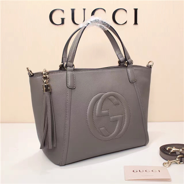 Gvc*1 369176 Soho Tote Bag Women leather Shoulder Bag Gray