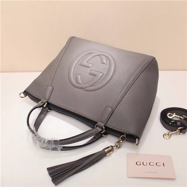 Gvc*1 369176 Soho Tote Bag Women leather Shoulder Bag Gray
