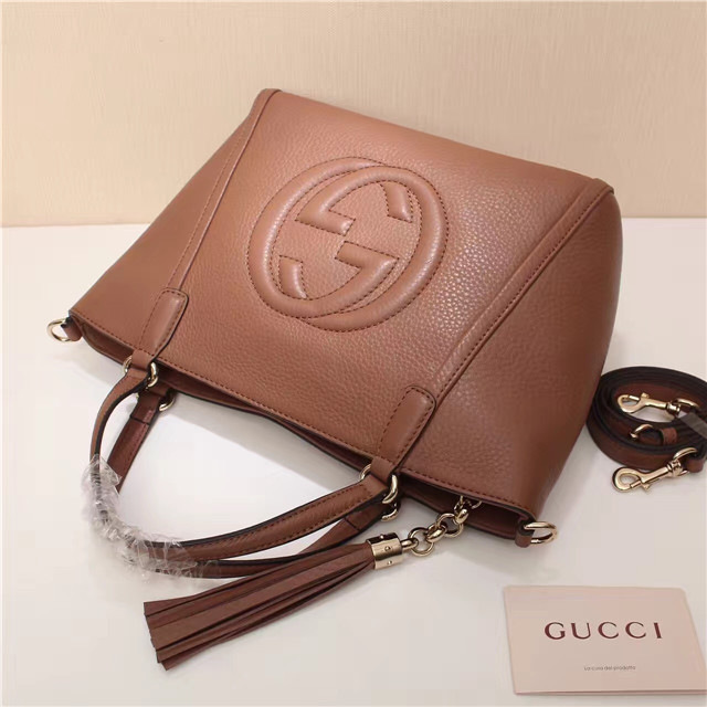 Gvc*1 369176 Soho Tote Bag Women leather Shoulder Bag Brown
