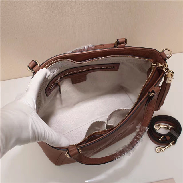 Gvc*1 369176 Soho Tote Bag Women leather Shoulder Bag Brown