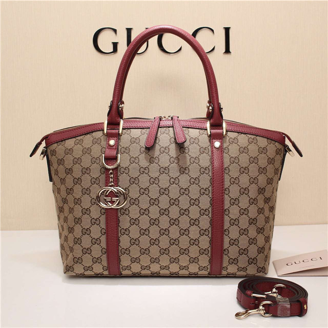Gvc*1 341503 Nylon Large Convertible Tote Bag Wine Red