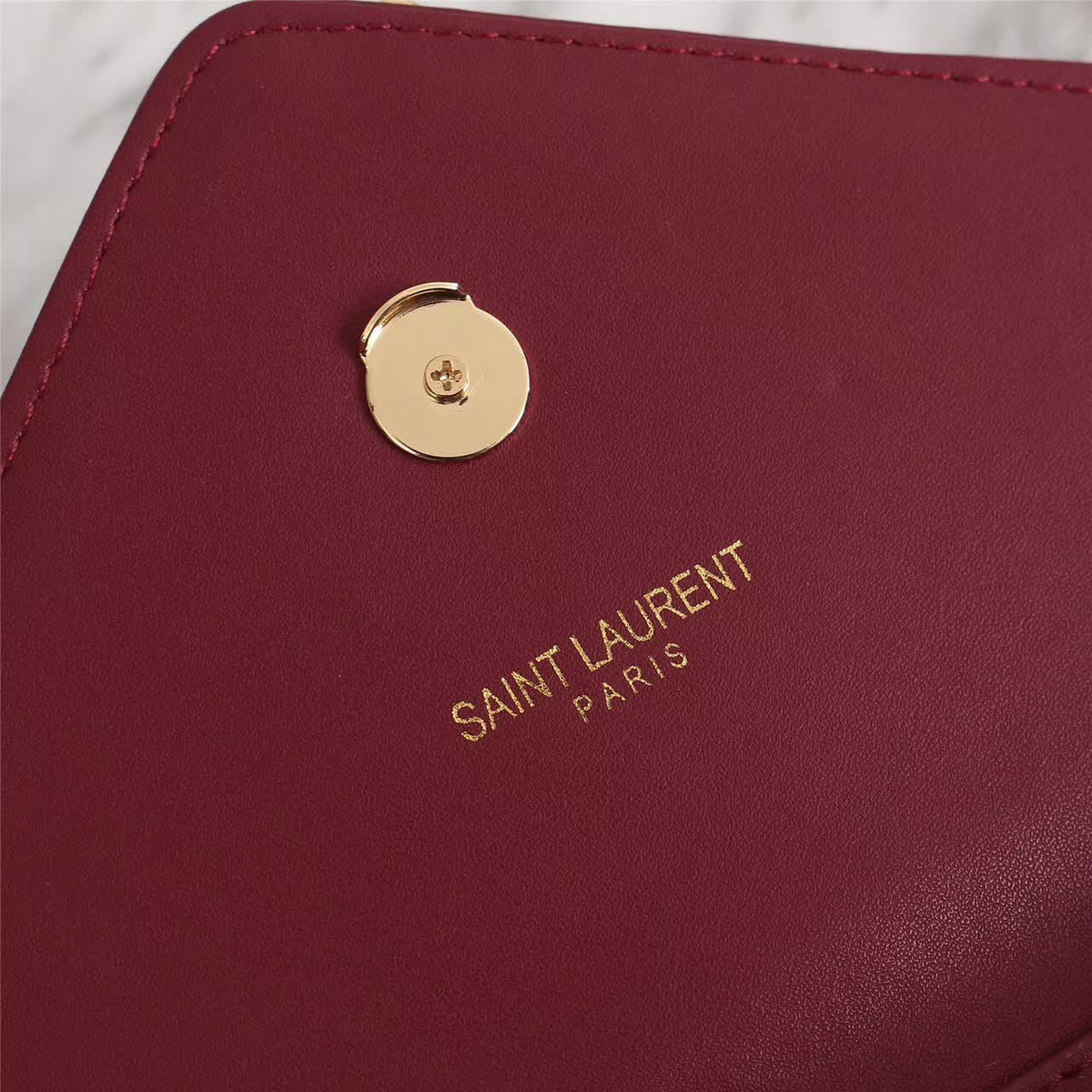 Y51 Leather 30cm Shoulder Bag Golden Chain 26596 Wine Red