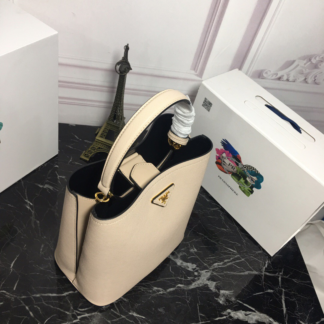 Pra*a Double Saffiano Bucket Bag 1BA212 Light Pink