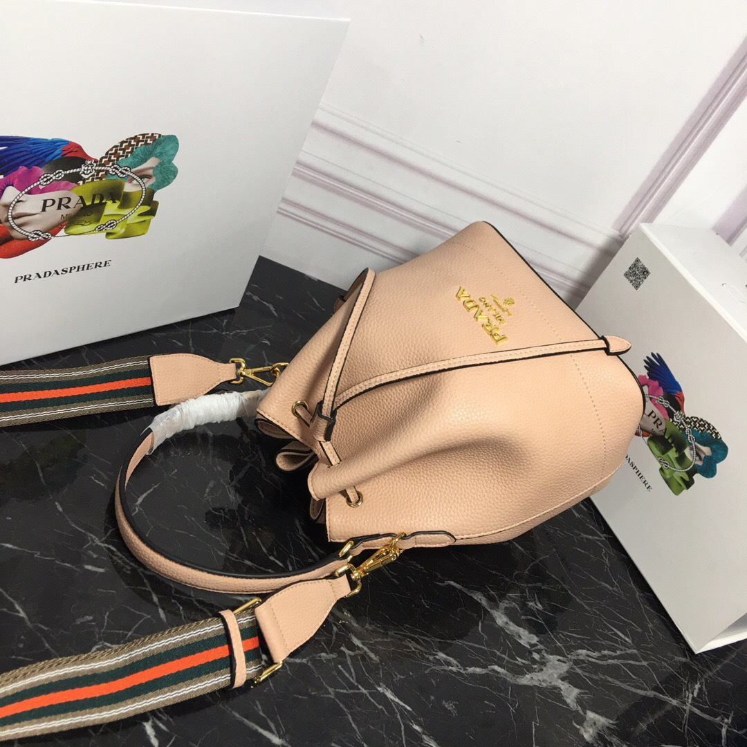 Pra*a Original Calfskin leather Bucket Bag 1BE018 Pink