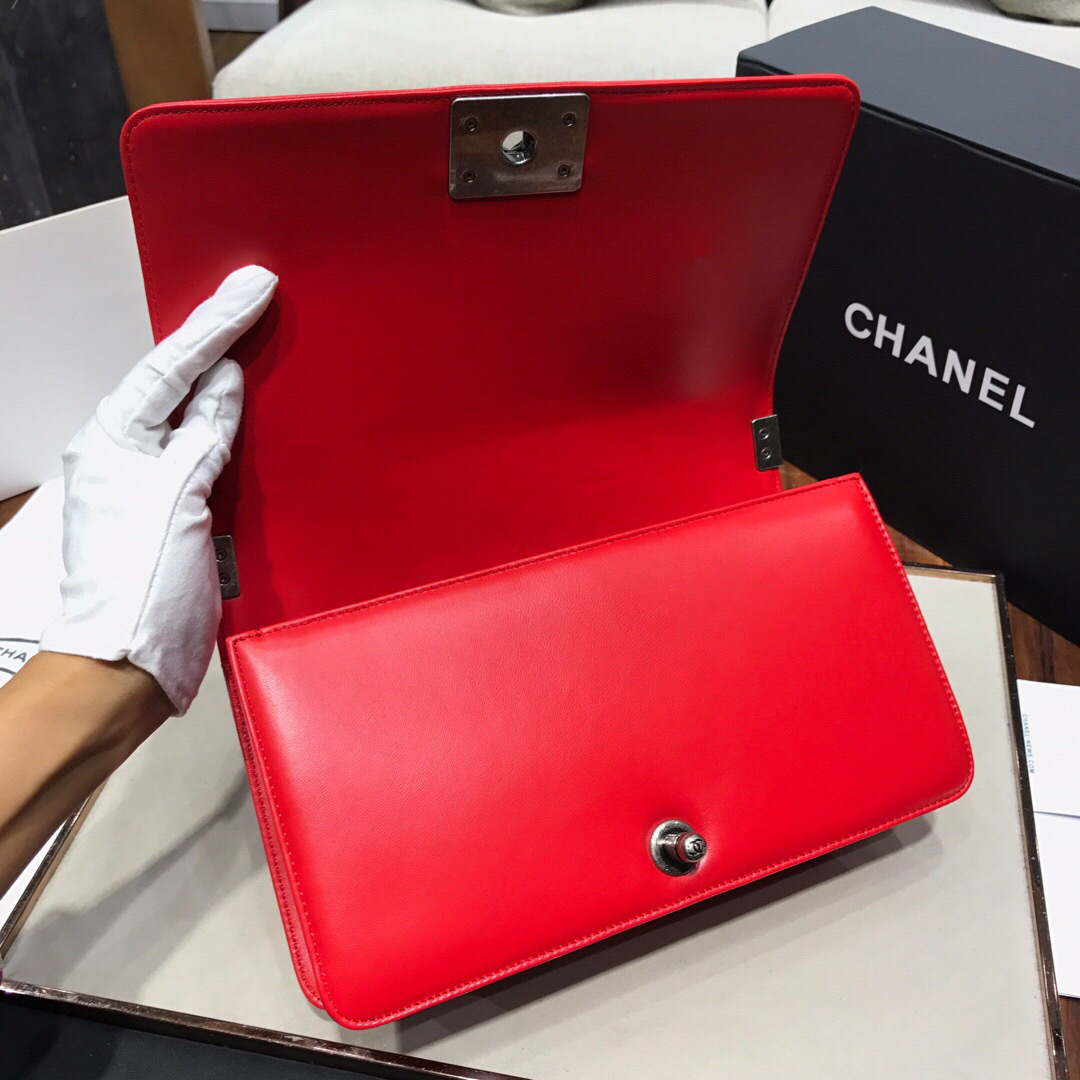Ch**el Leboy lambskin Bag in Red With Silver Hardware 67086
